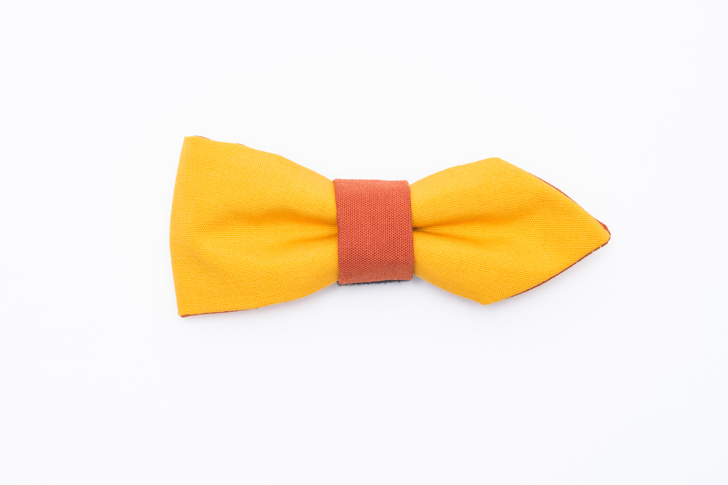 箭形撞色狗狗領結｜芒果黃 - Orange Blinks