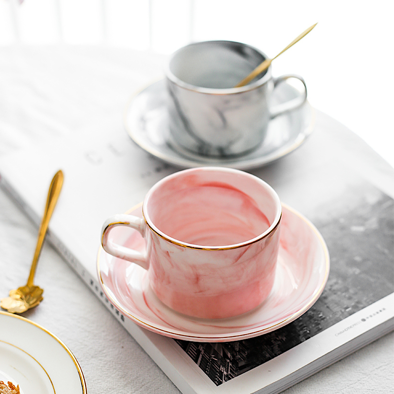 【ＡＨ101】大理石金邊咖啡杯組