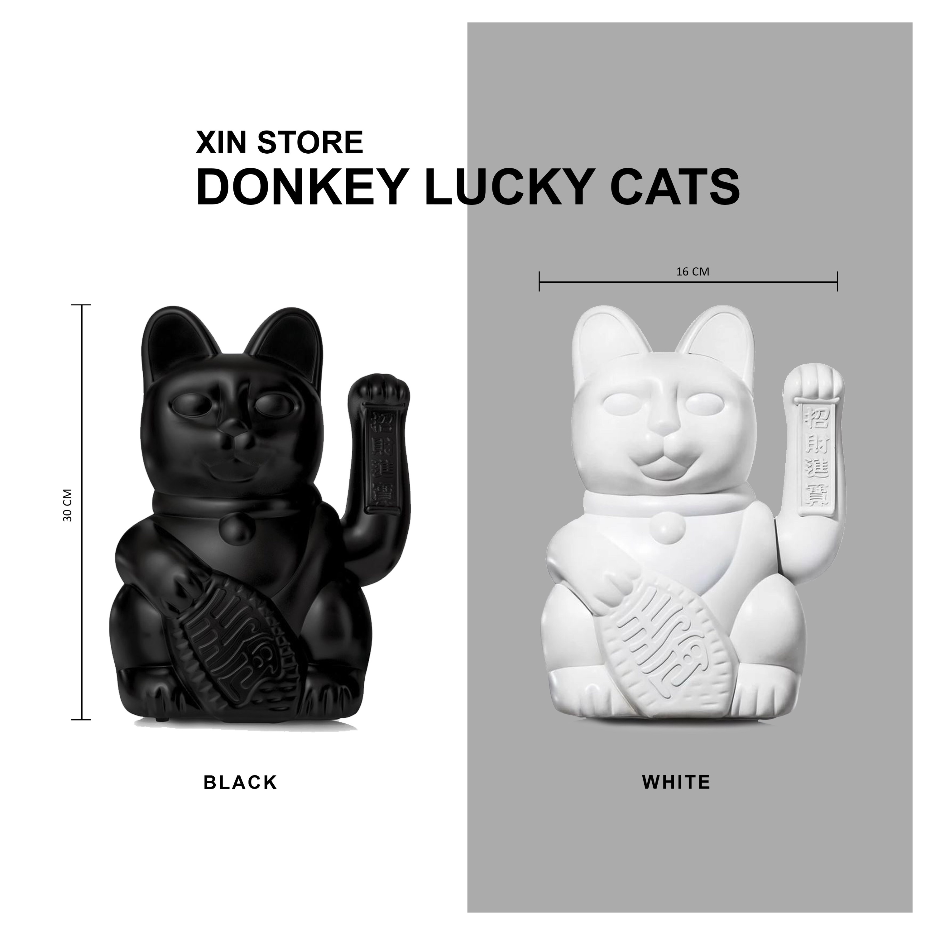DONKEY Lucky Cats 幸運繽紛自動招手招財貓 巨大款 30cm 黑 白 黃 粉紫