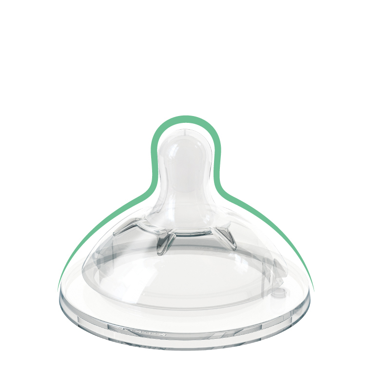 天然母感2倍防脹矽膠奶嘴一字孔(流量控制)2入