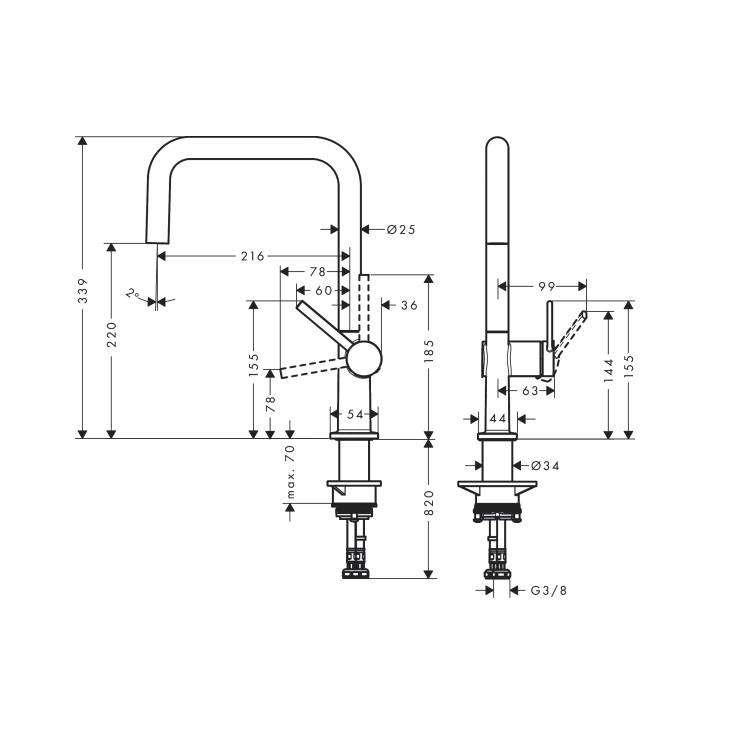 hansgrohe Talis M54 72806, -000 Kitchen mixer, with sBox