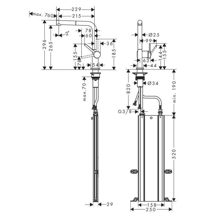 hansgrohe Talis M54 72809, -000 Kitchen mixer with pull-out spray, with sBox
