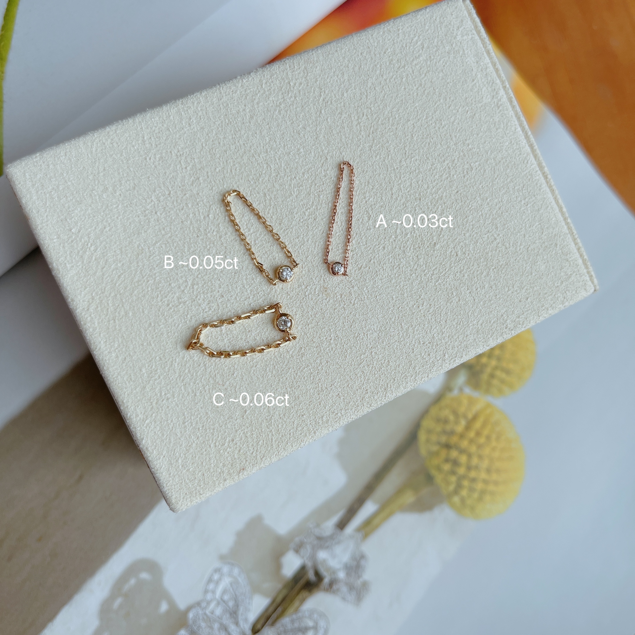 18K金泡泡鑽石鏈條戒指