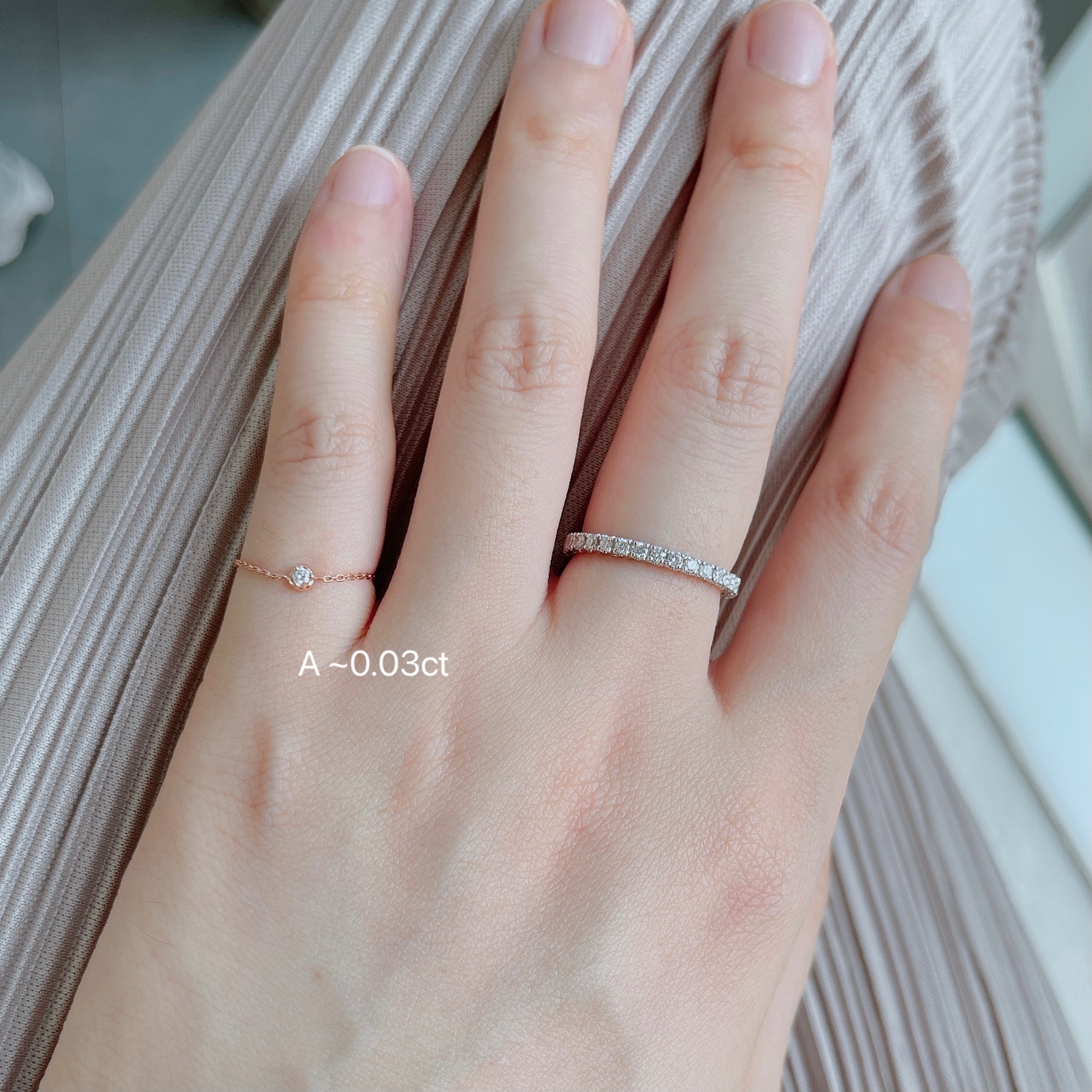 18K金泡泡鑽石鏈條戒指