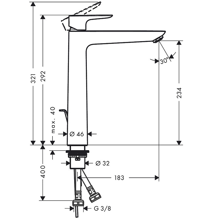hansgrohe Talis E 71716, -990 + 71740, -990 + 26582, -990 Tall Basin Mixer, Bath Mixer & Shower Set