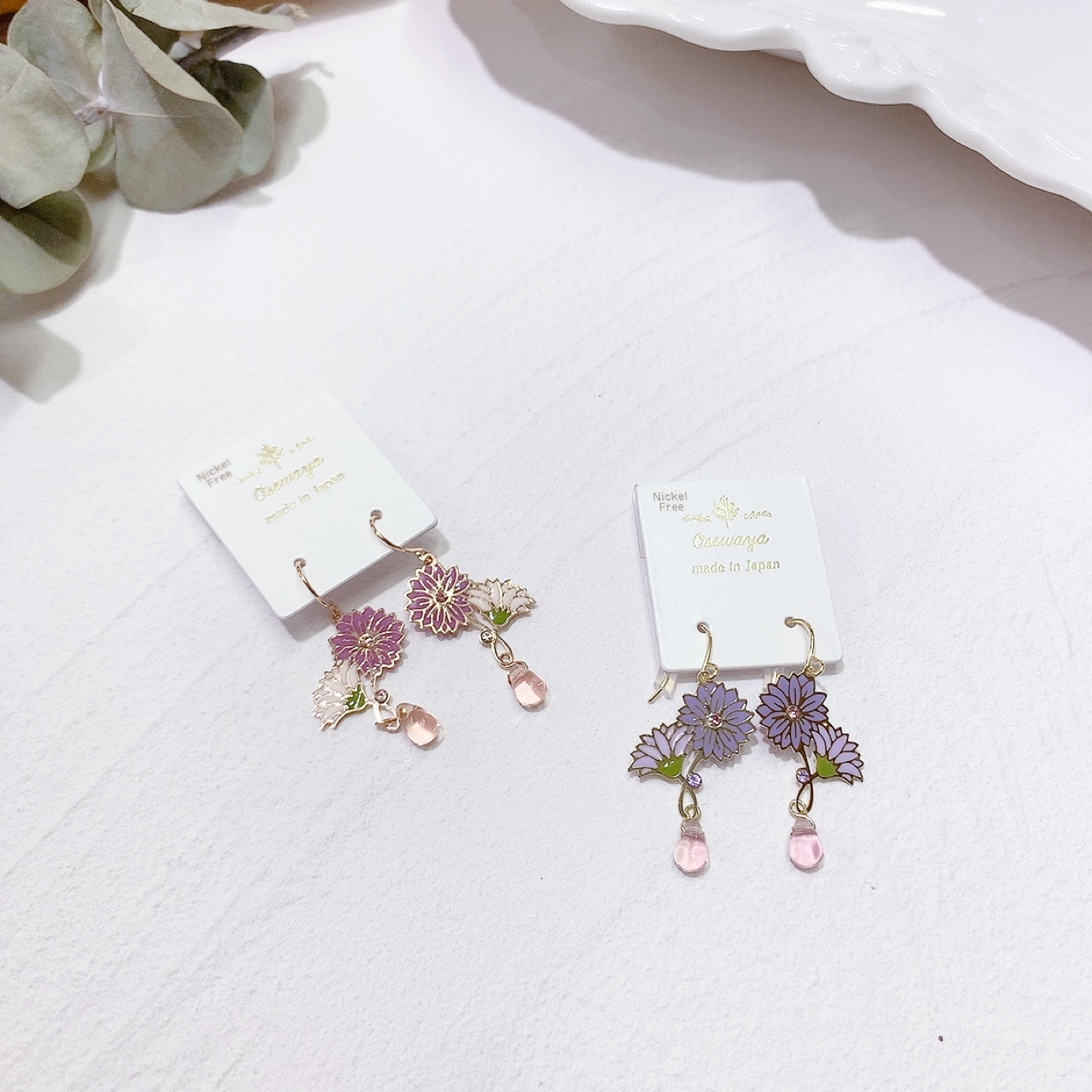 [日本制]紫菀花耳環 (防敏感)