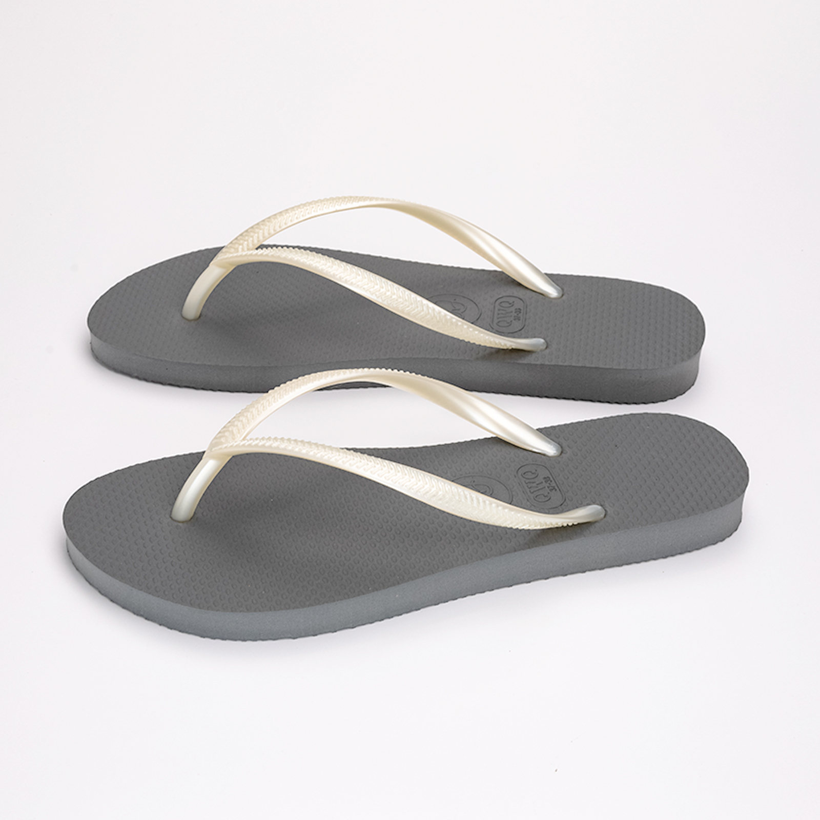 Slim跳色系列 【銀河灰】白鞋帶 女款平底人字夾腳拖