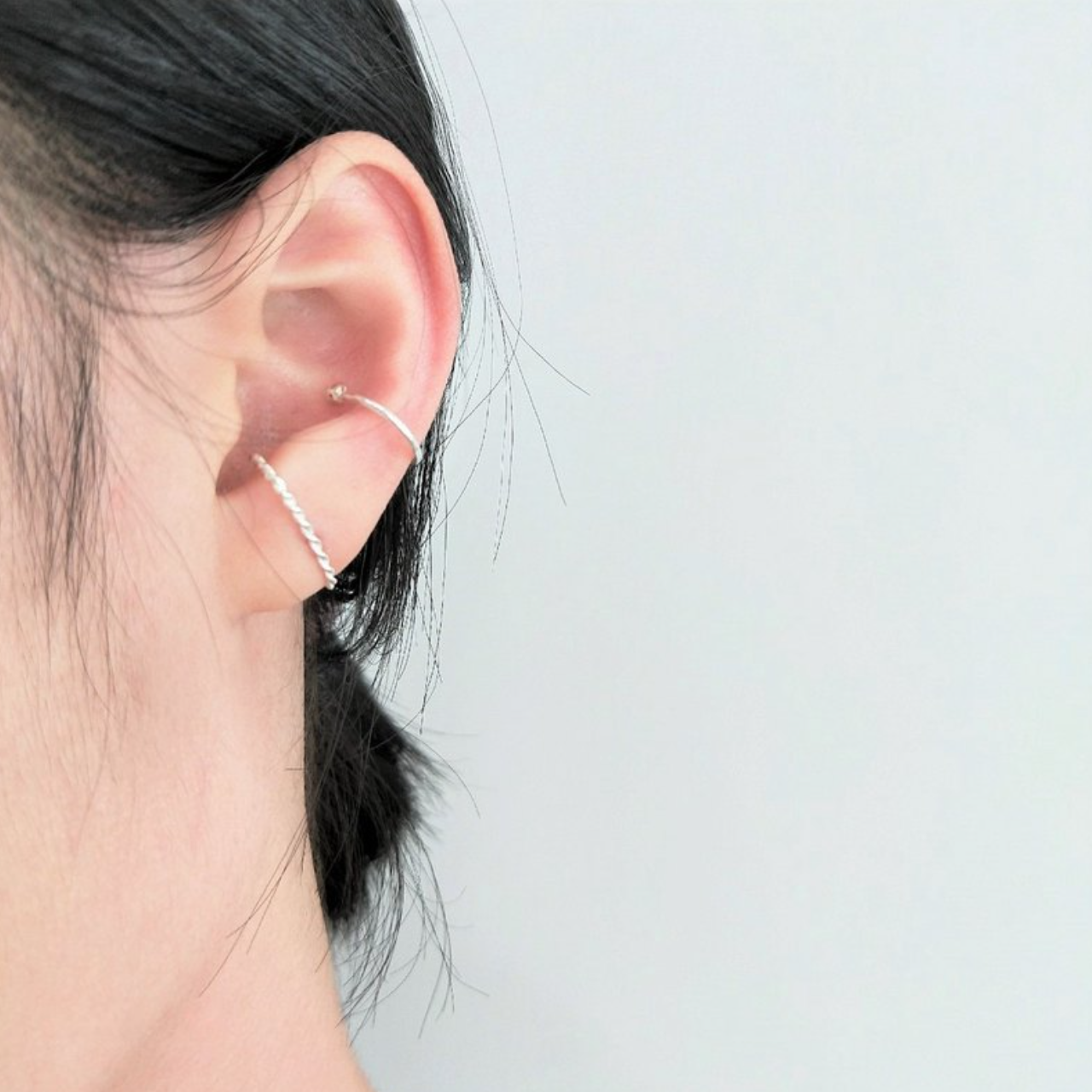 │簡約│麻花 • ㄇ形耳釘 • 純銀耳環 • 設計師原創