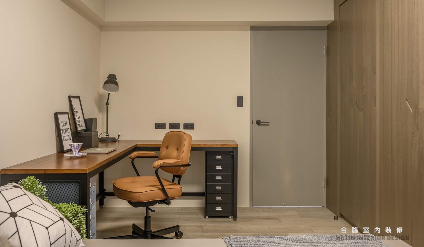 美式工業L型實用辦公桌(可訂製)