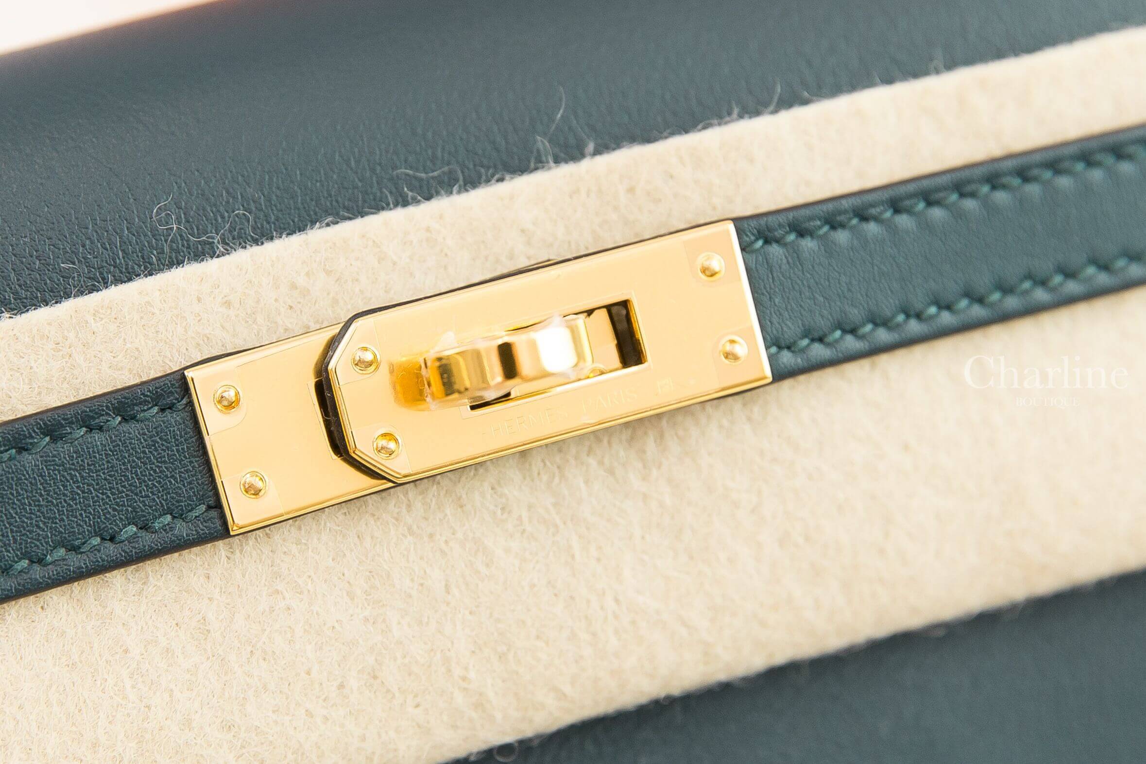 Hermès Kelly Danse 6O Vert Cypres Swift 松柏綠金釦多用途凱莉包