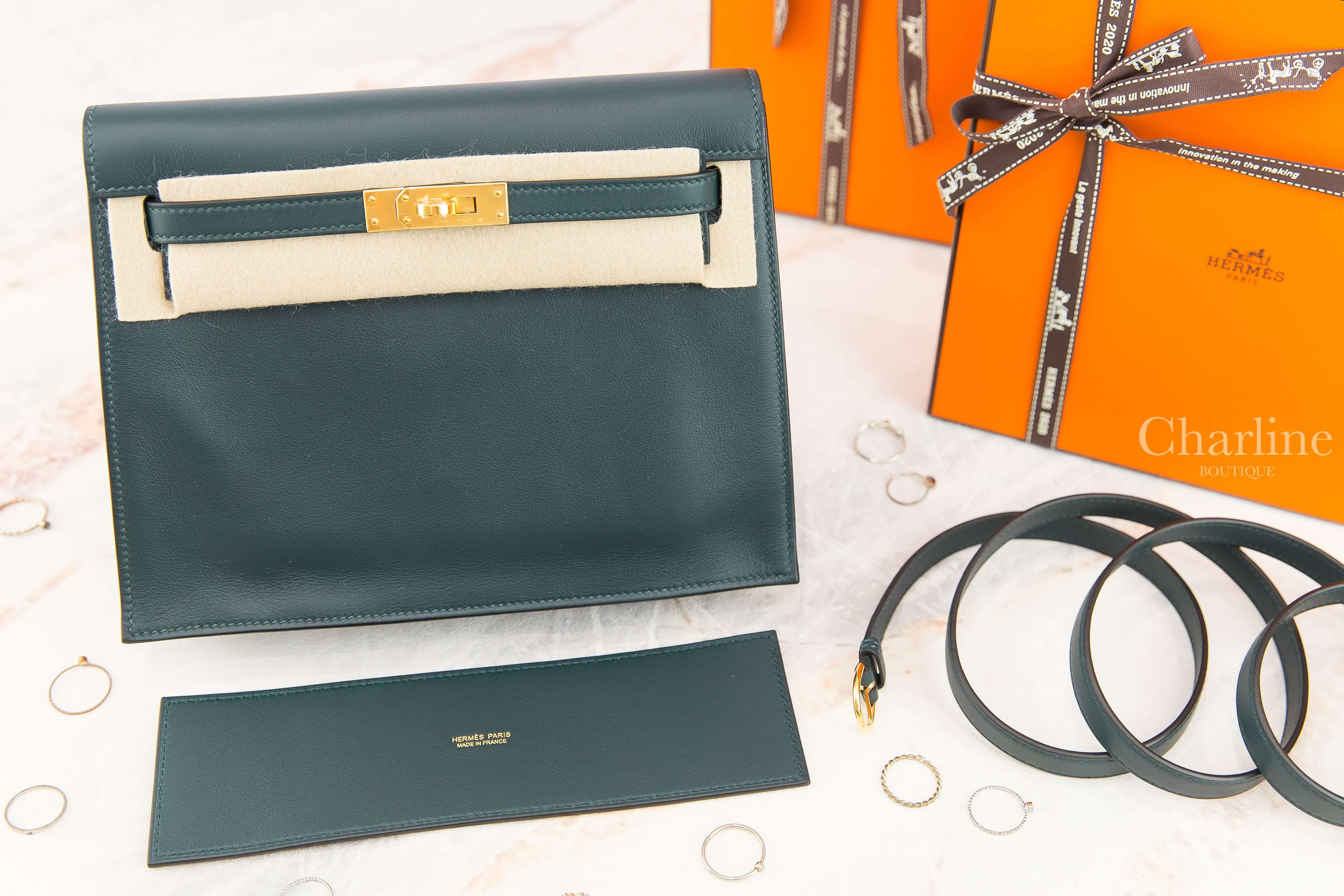Hermès Kelly Danse 6O Vert Cypres Swift 松柏綠金釦多用途凱莉包
