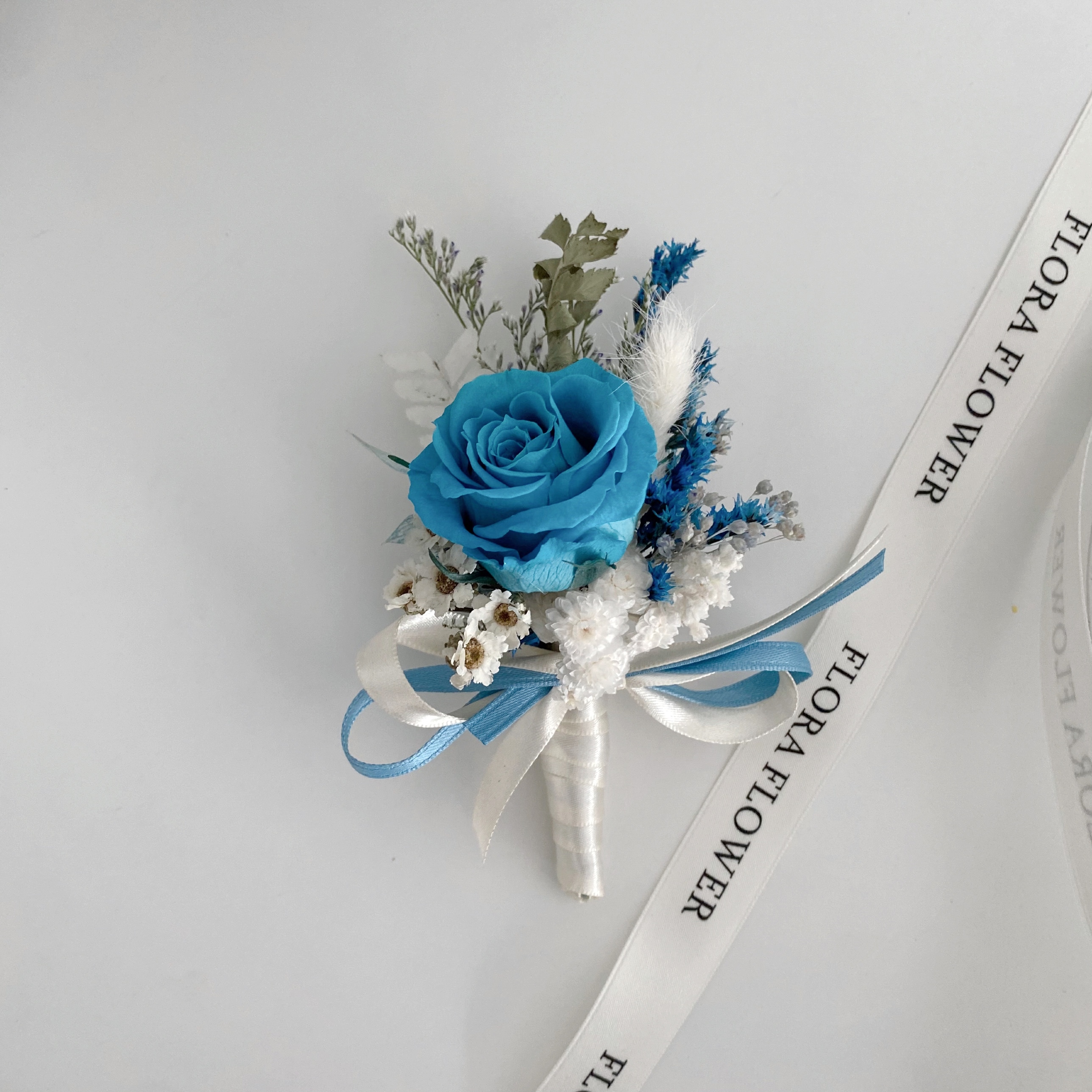 婚禮胸花-孔雀藍