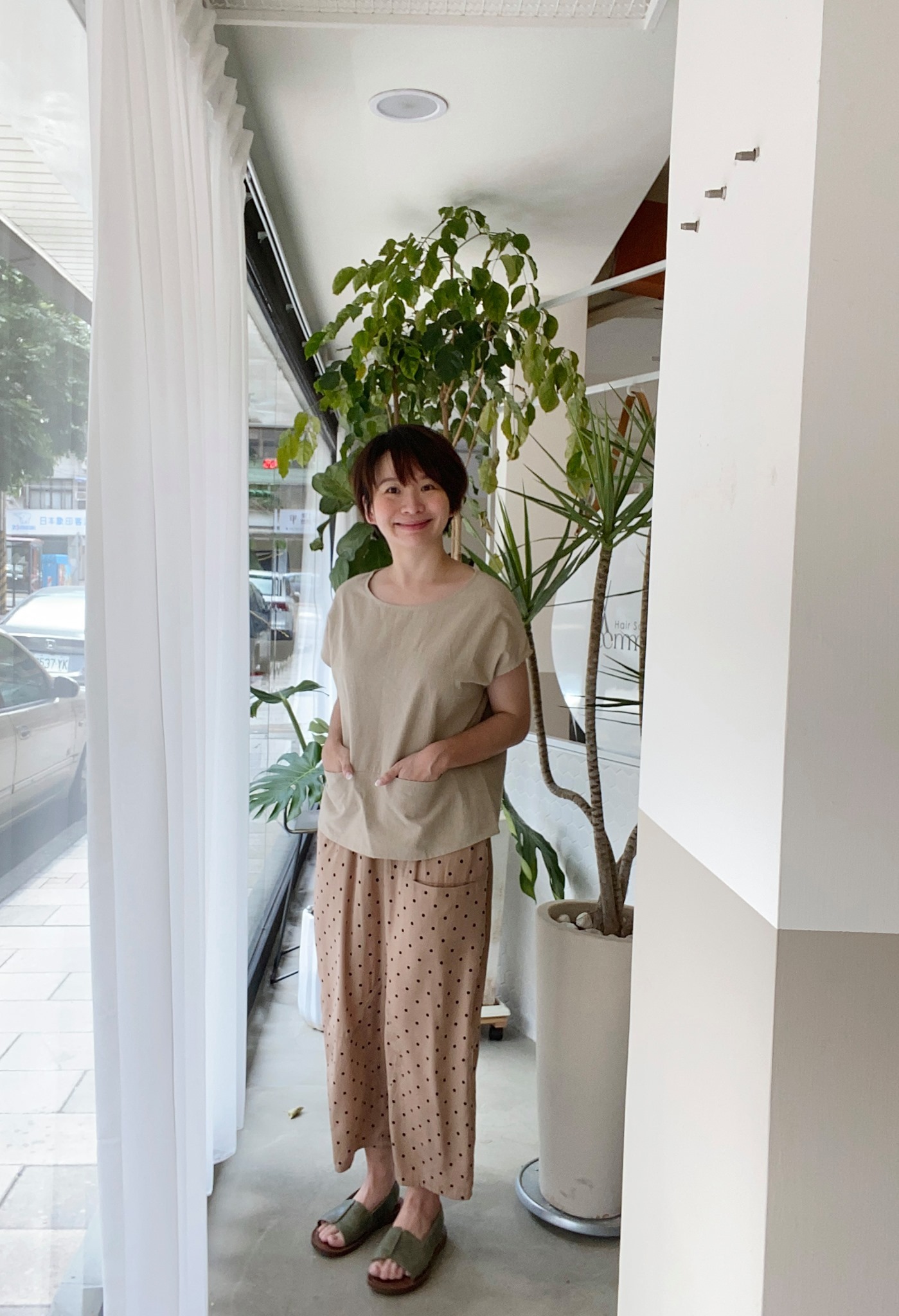 玉子走走寬管褲-拿鐵珍珠