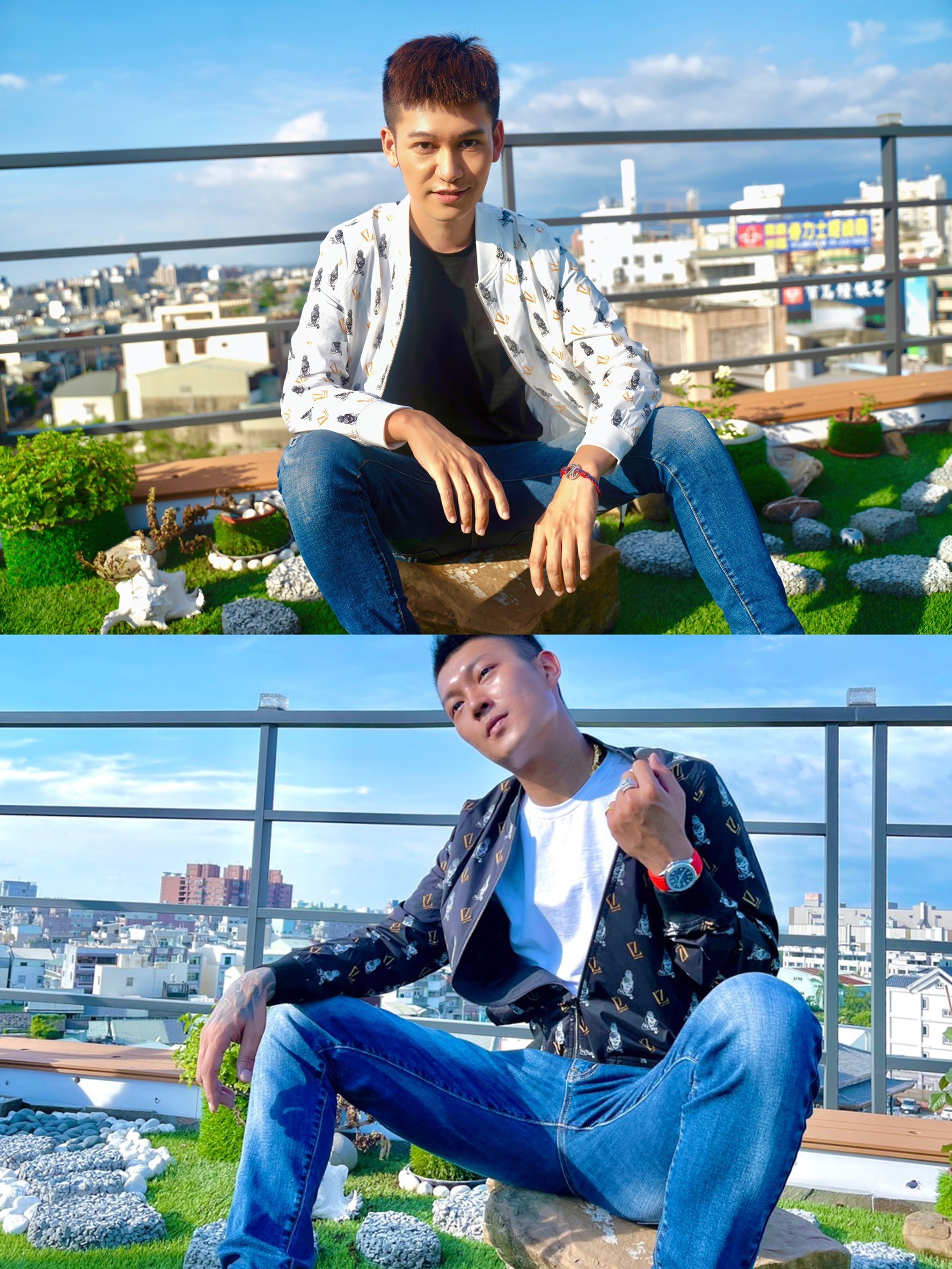 Lazy Man  滿版logo 立領夾克