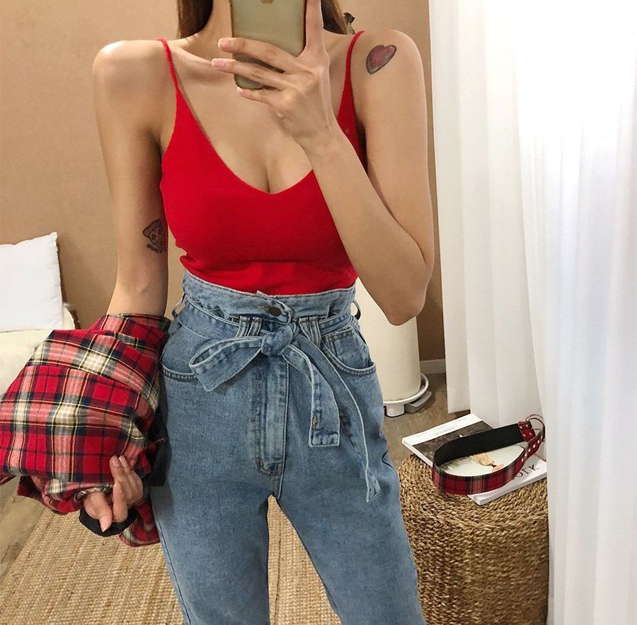 火辣細肩帶針織背心(4色)