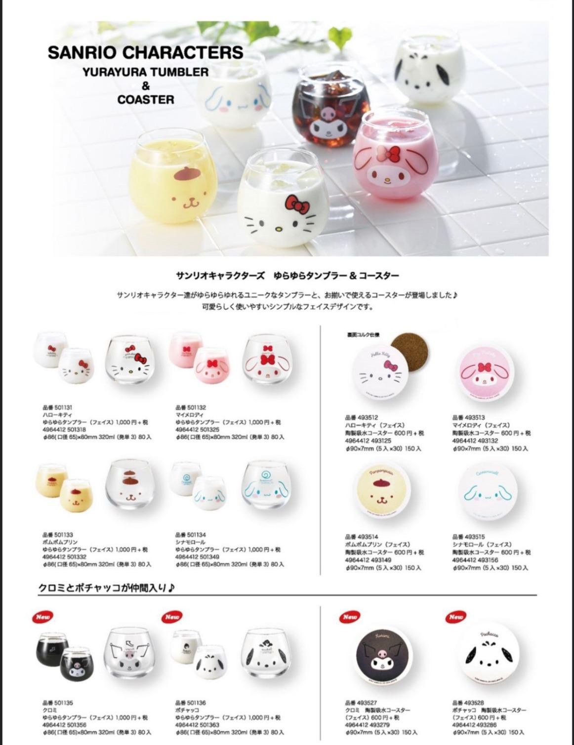 Sanrio透明玻璃杯及杯墊