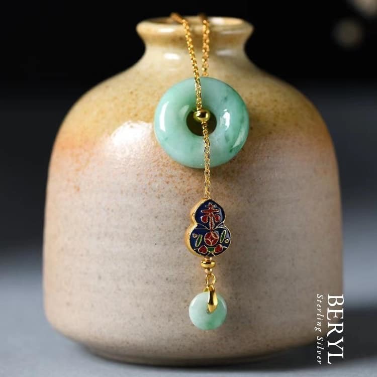 景泰藍葫蘆翡翠A貨平安扣項鍊