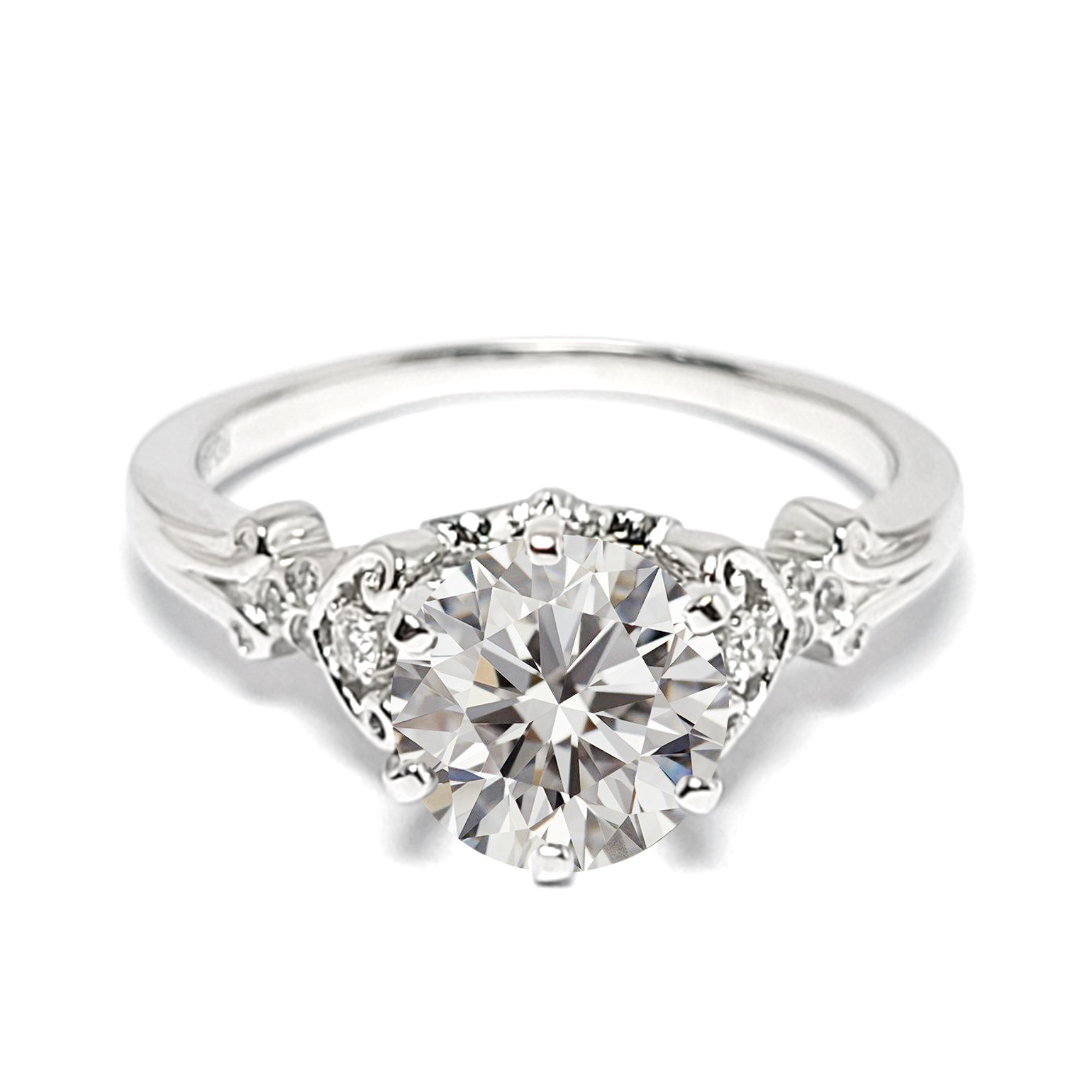 18K 白金天然鑽石戒指托 (RS22RY23407A)