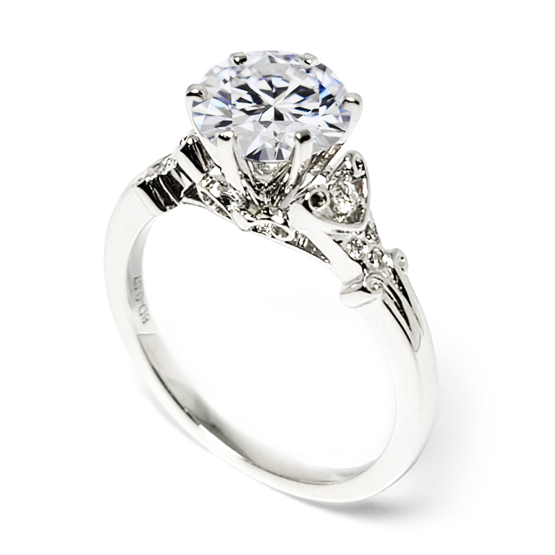 18K 白金天然鑽石戒指托 (RS22RY23407A)