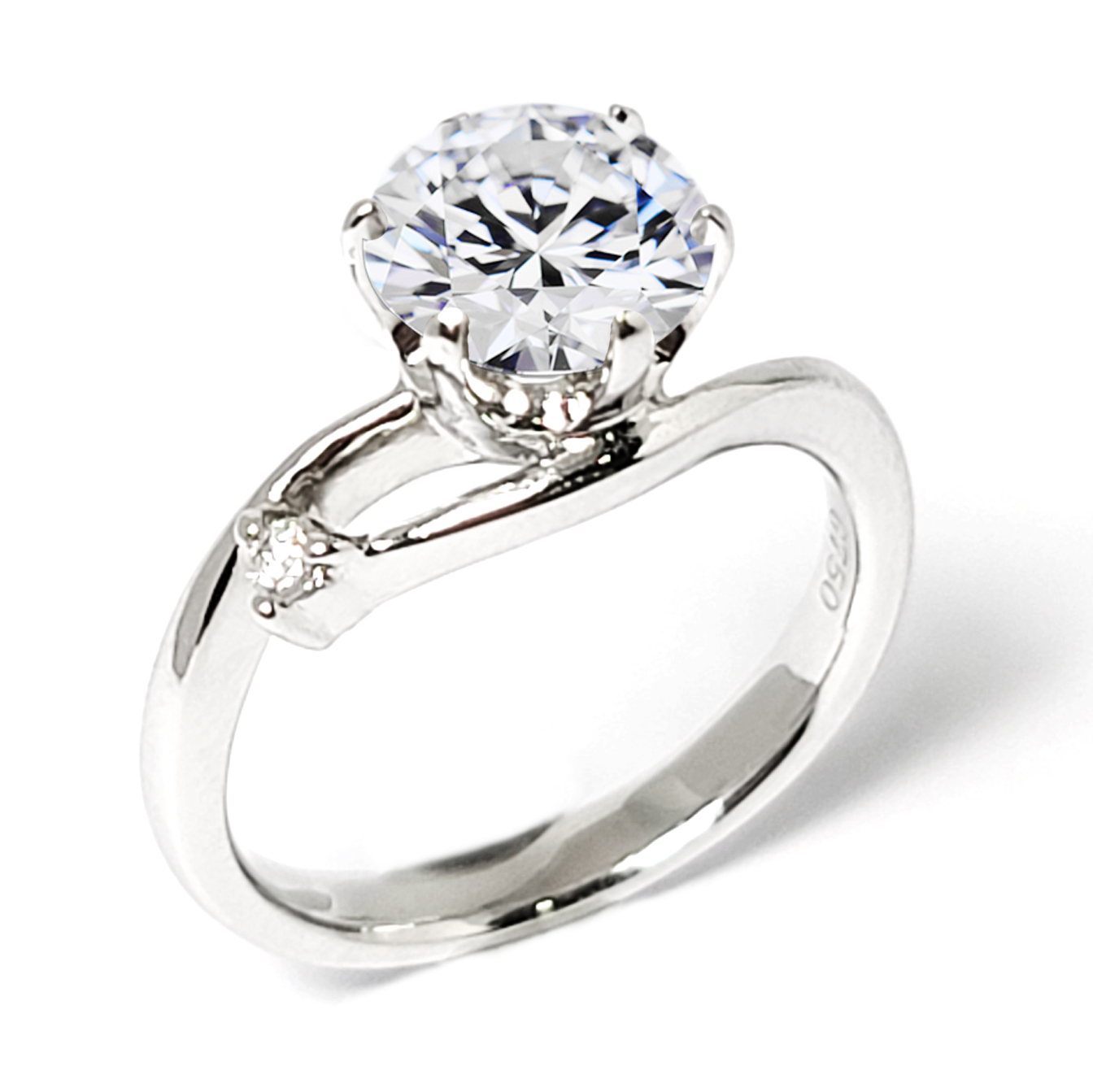 18K 白金天然鑽石戒指托 (RSAHK03WG17)