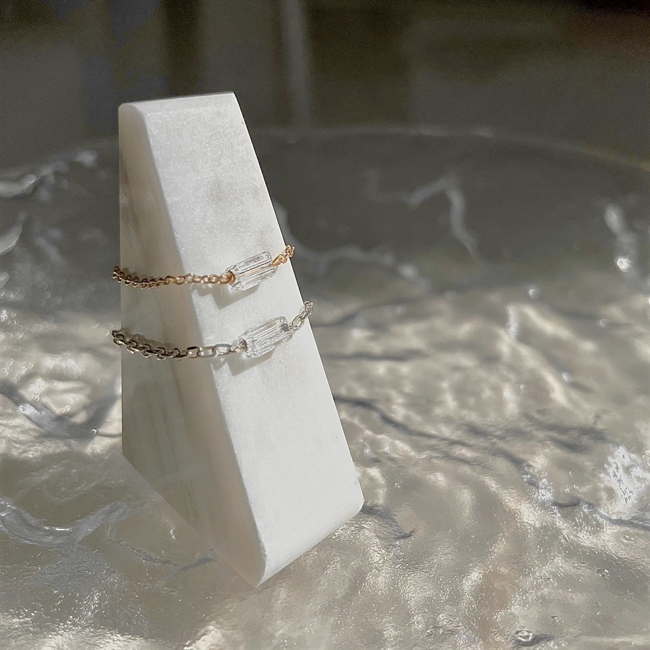 │簡約│裸肌感鍊戒 • 冰立方 • 純銀戒指 • 14KGF