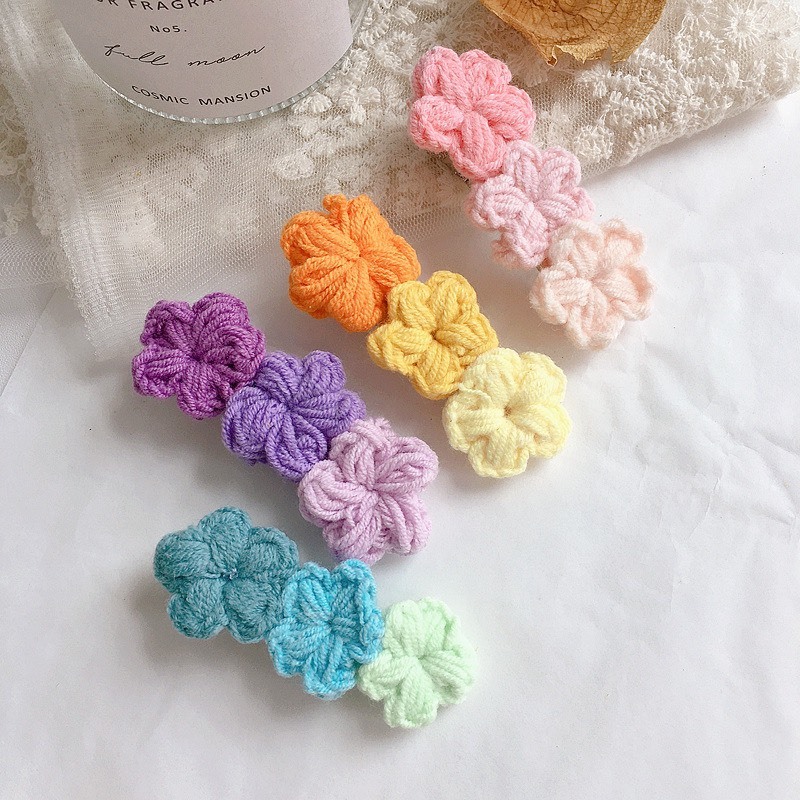 立體針織花髮夾｜4colors