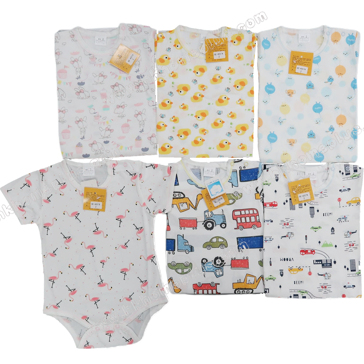 Koma Land: 嬰兒平紋肩鈕短袖蛤衣 BE4007 (2-4碼)