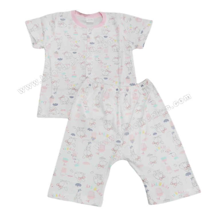 Koma Land: 嬰兒平紋開鈕短袖短褲套裝 BE5070 (6m-18m碼)