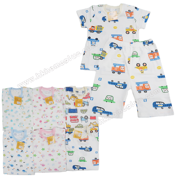 Koma Land: 嬰兒平紋肩鈕短袖短褲套裝 BE2070 (18m-36m 碼)