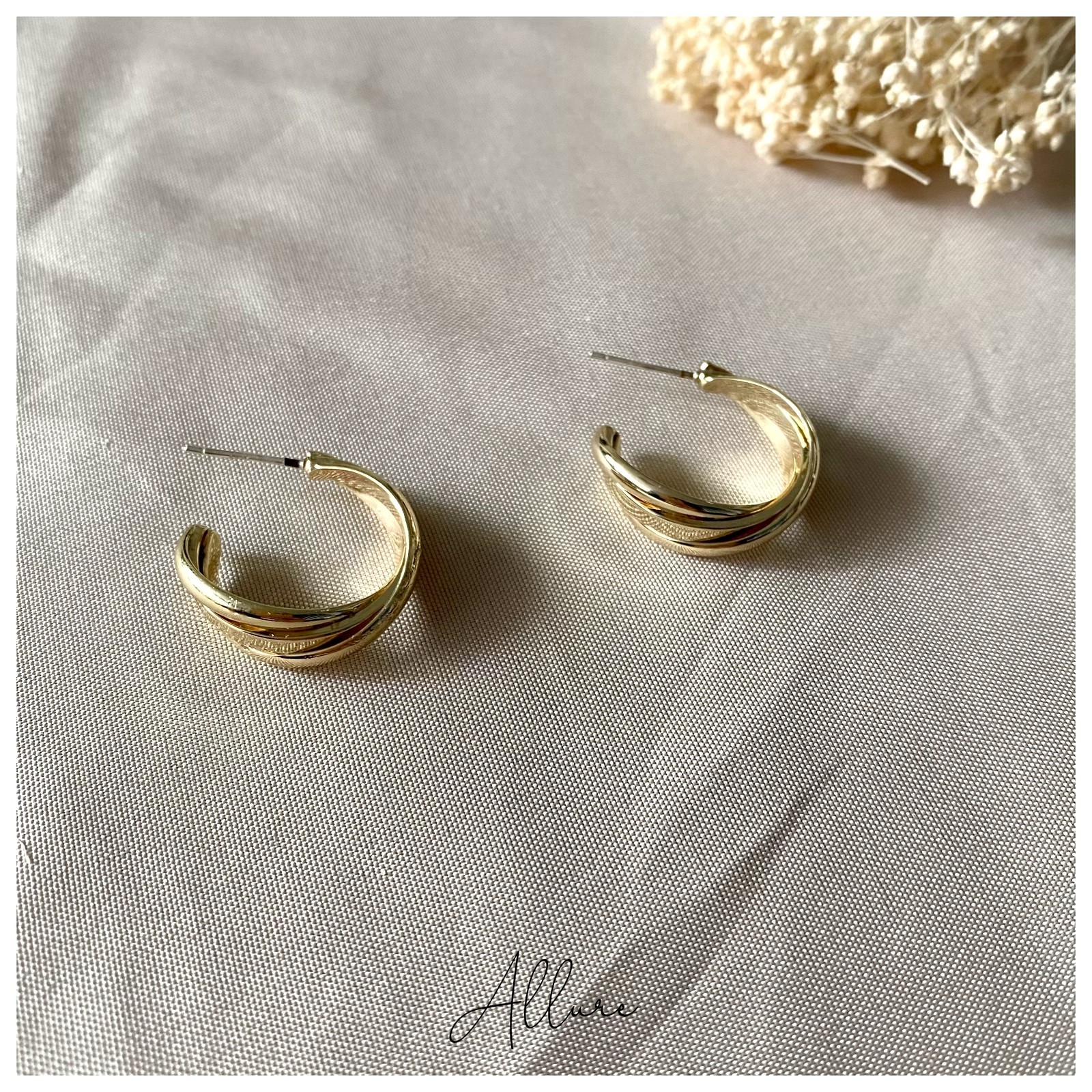 肆玥xAllure交叉C型個性金色耳環