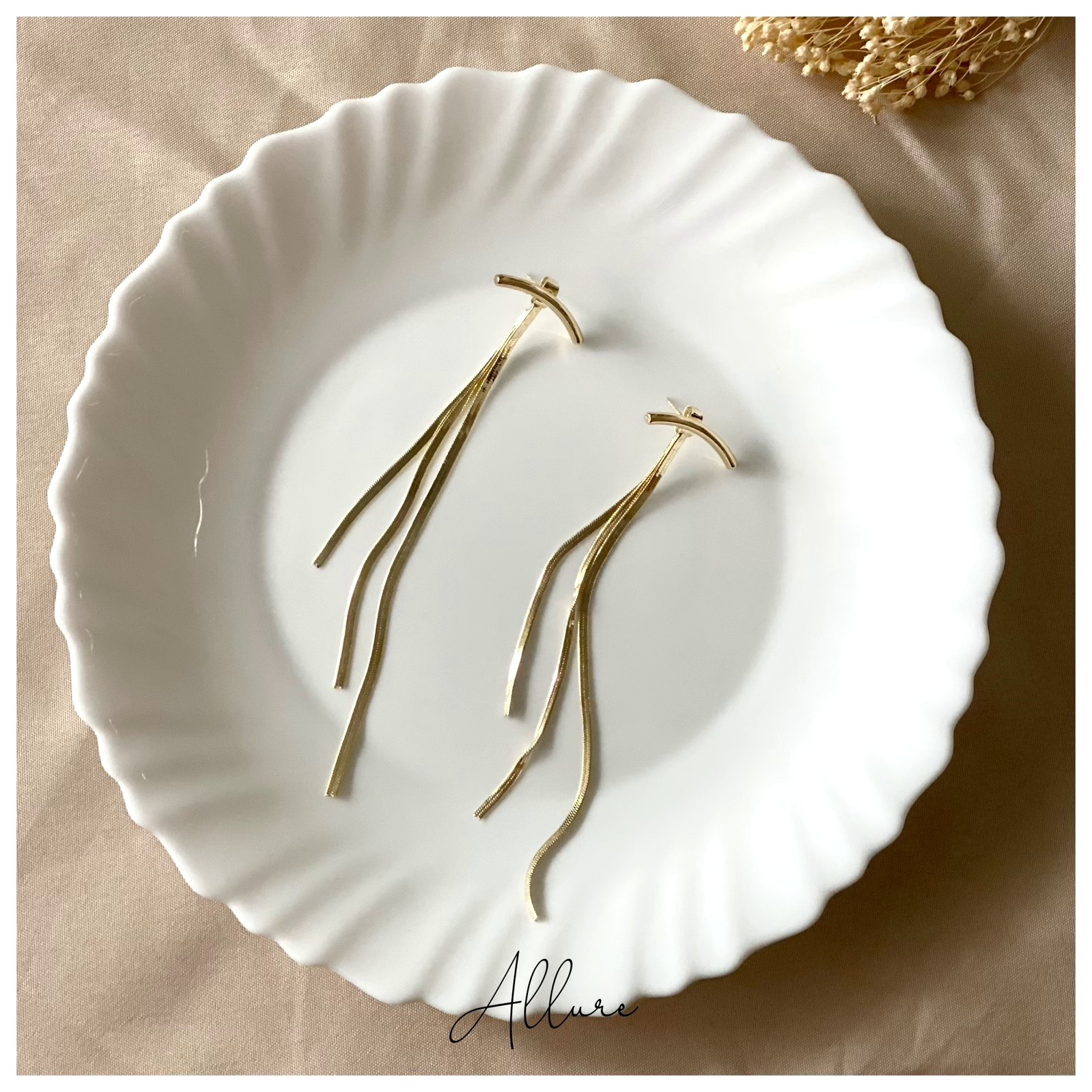 肆玥xAllure流蘇垂掛氣質金色耳環