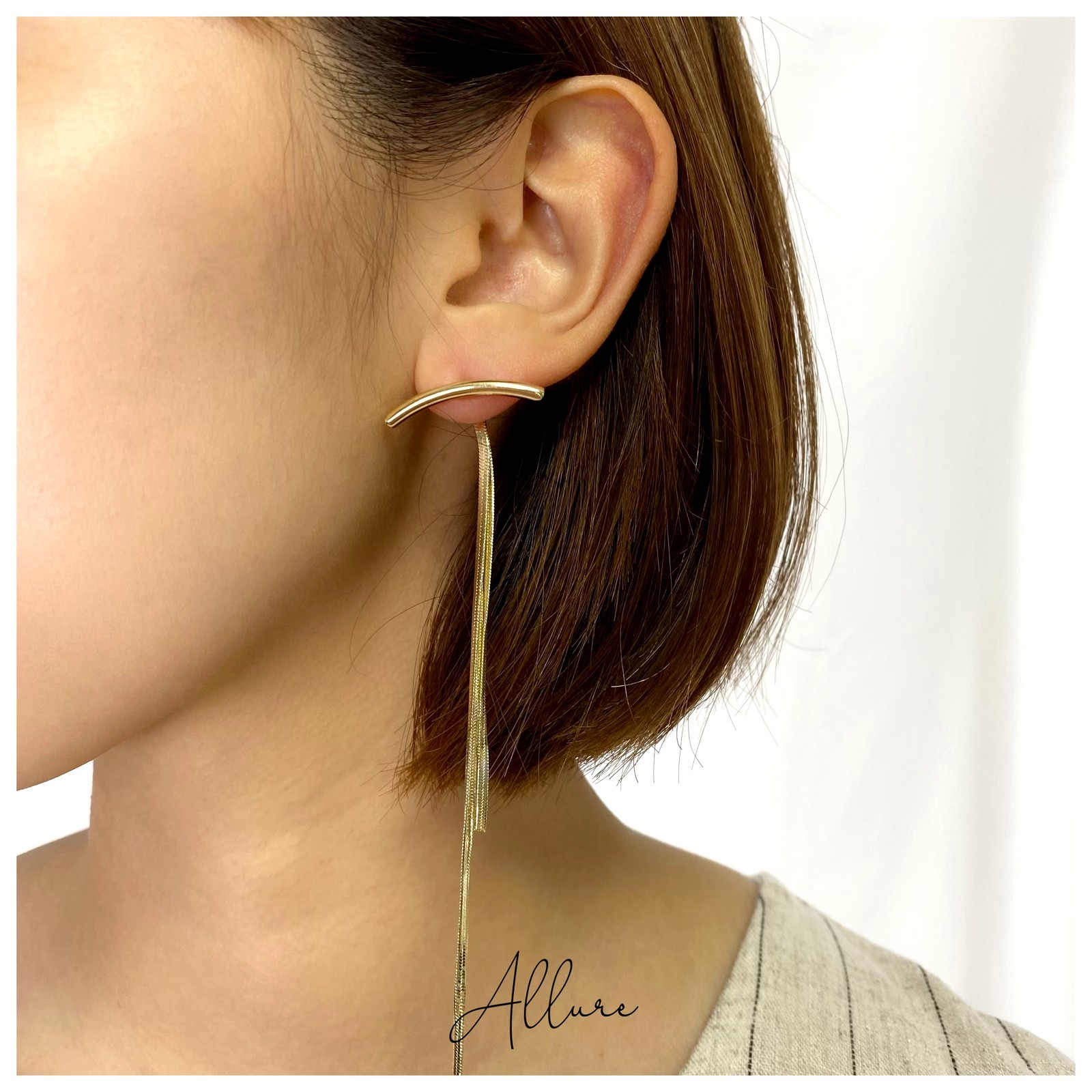 肆玥xAllure流蘇垂掛氣質金色耳環