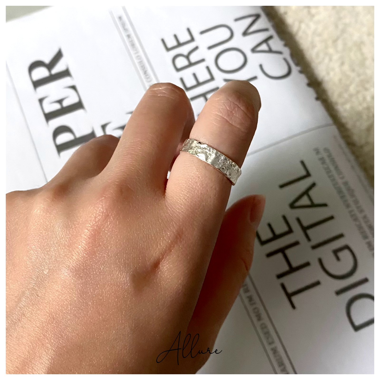 肆玥xAllure不規則紋理感銀色可調節戒指