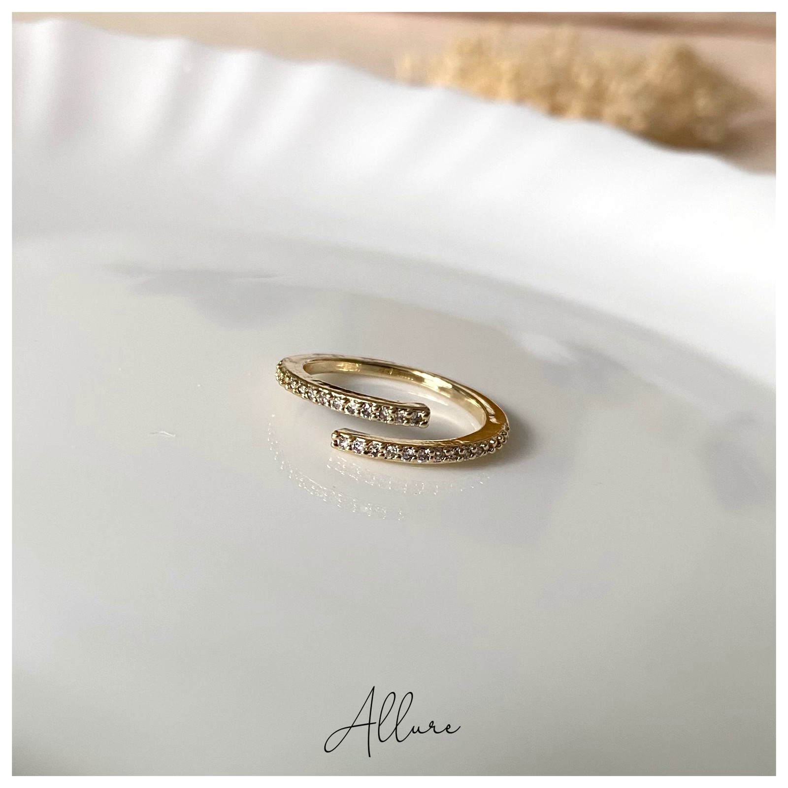 肆玥xAllure細鑽幾何開口金色戒指