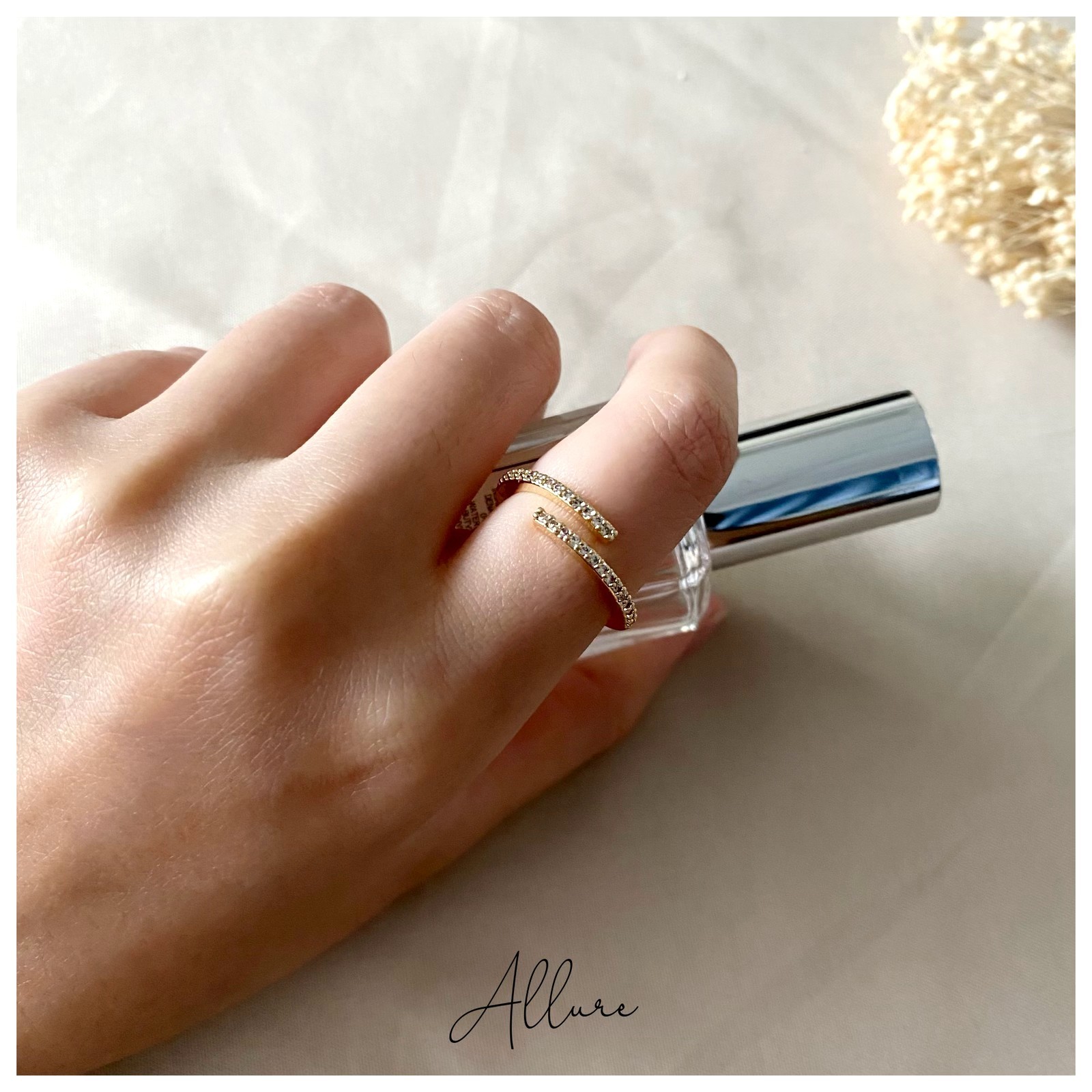 肆玥xAllure細鑽幾何開口金色戒指