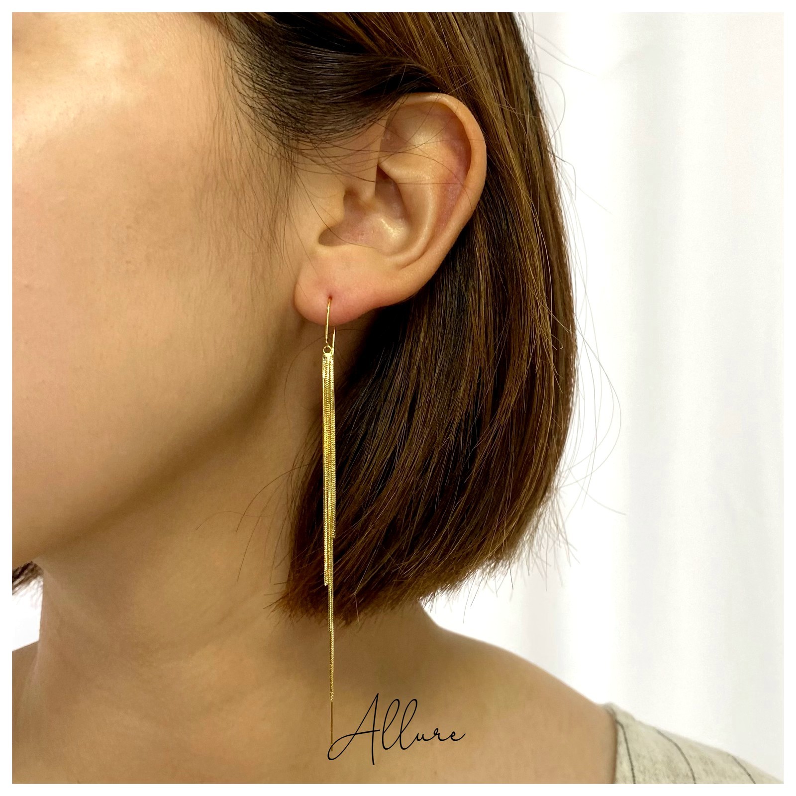 肆玥xAllure細鏈流蘇垂掛金色耳環