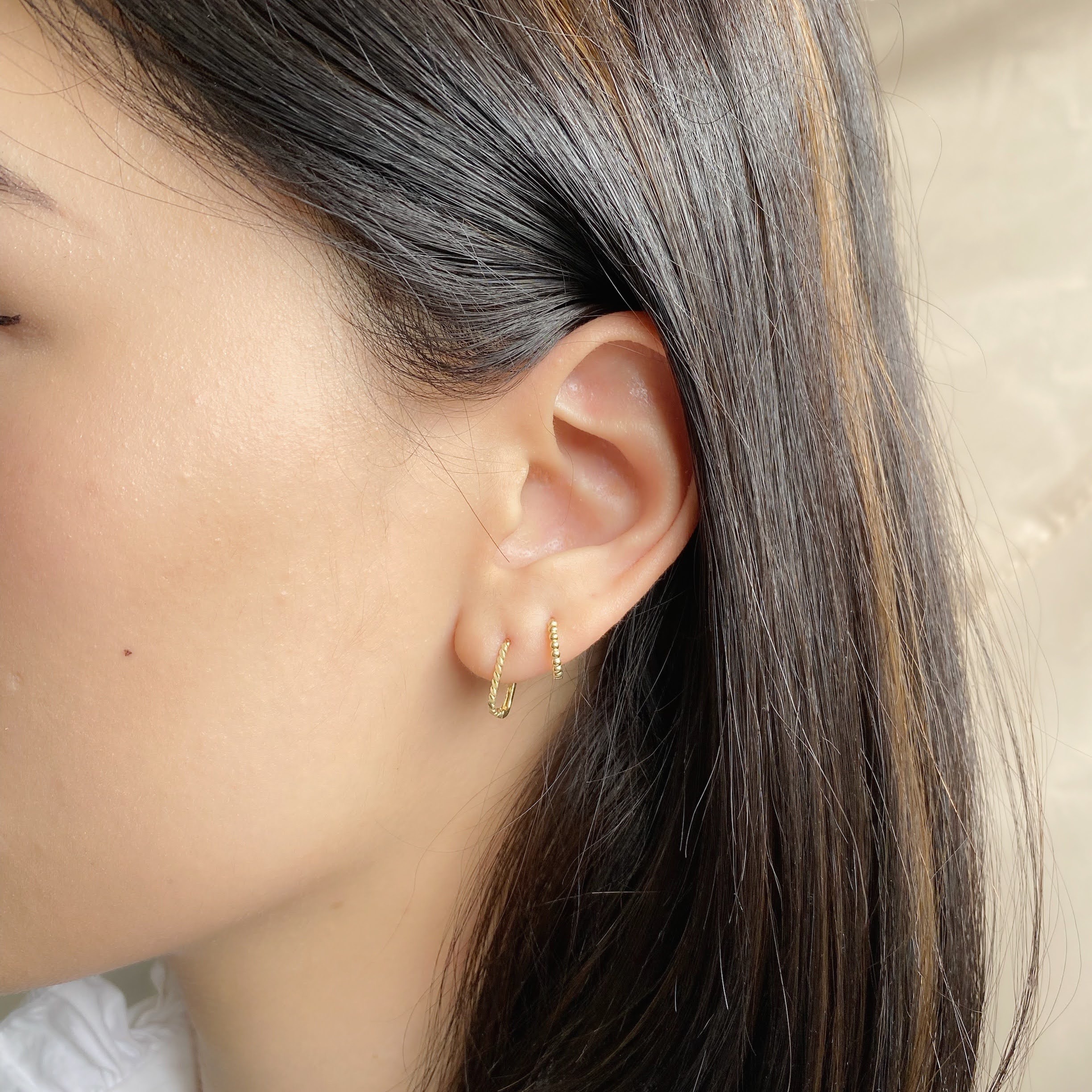 10K/珠珠圈式耳環