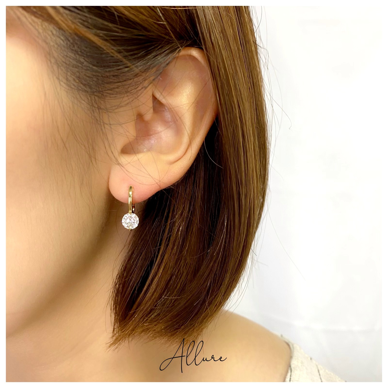 肆玥xAllure法式簡約氣質鑽石耳扣耳環