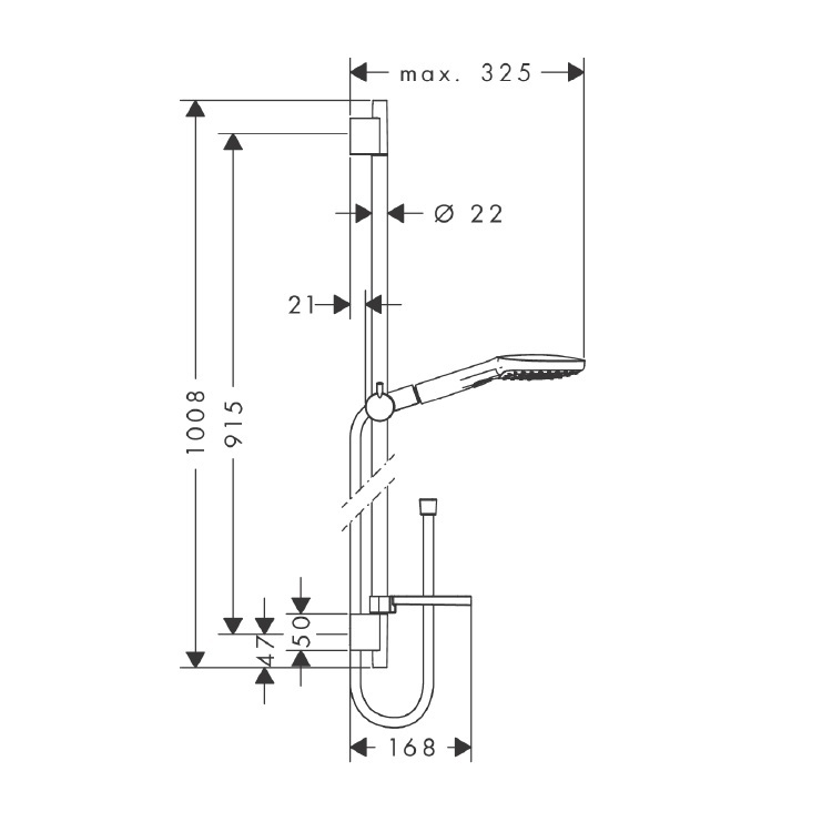 hansgrohe Raindance Select E 26621, -000 Shower set 120 3jet with shower bar 90 cm and soap dish