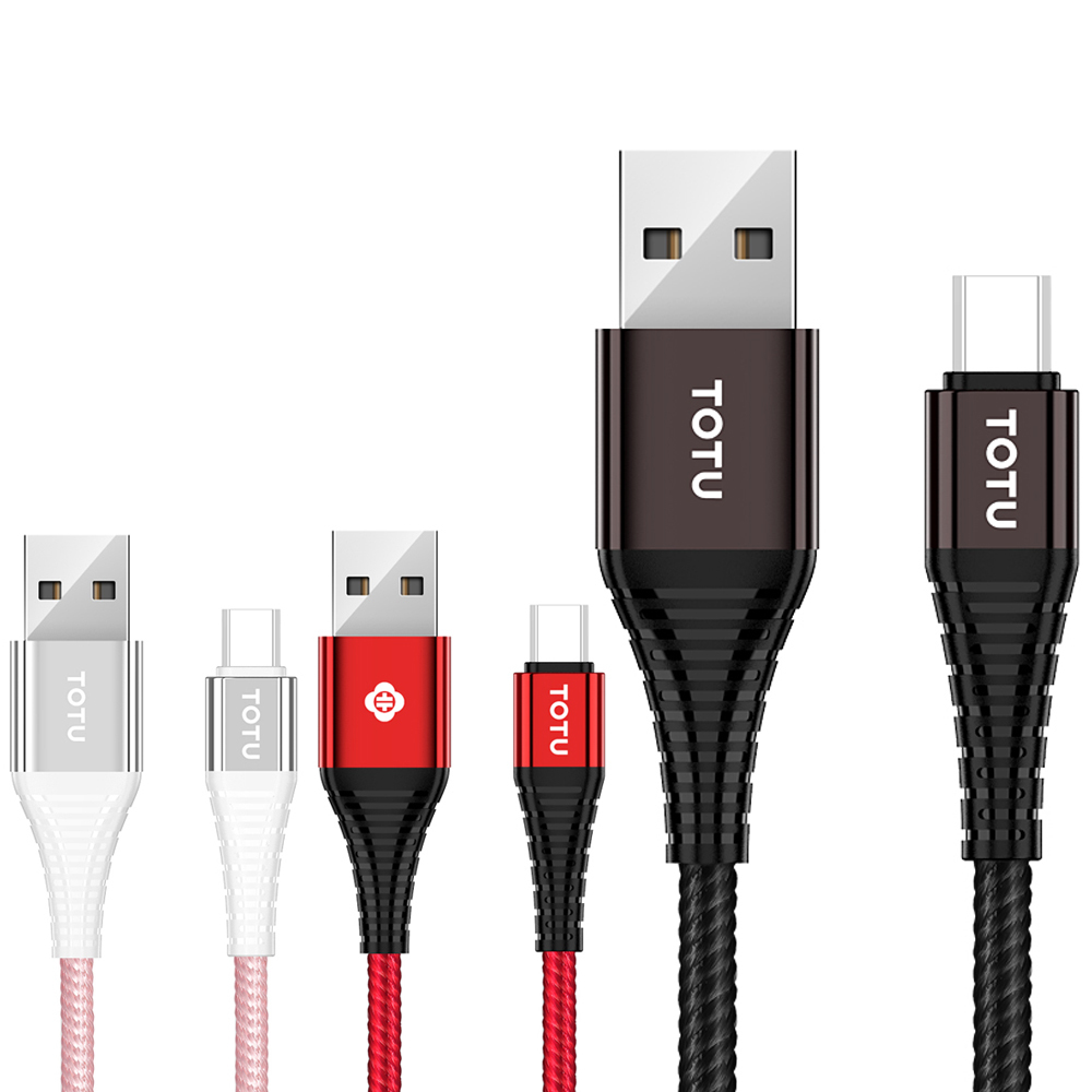 TOTU 拓途 安卓MicroUSB充電線傳輸線編織線快充線 2.4A快充 勁彩系列 100cm