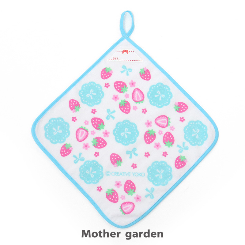 【日本Mother Garden】掛式擦手巾-草莓蝴蝶結 藍、草莓蝴蝶結 藍白、草莓滿版 藍