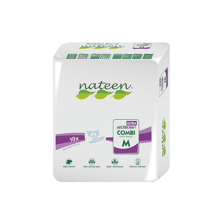 Nateen - Ultra 特強夜用成人紙尿片 (中) | (原箱8包 x 10片)