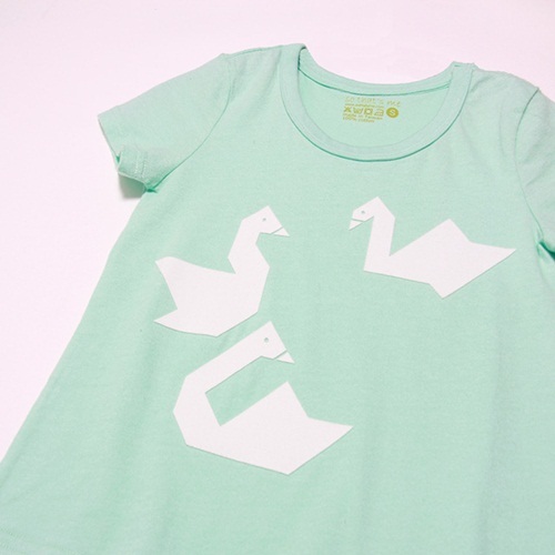 大白鵝 蜜桃棉 童T 水綠【買一送一】