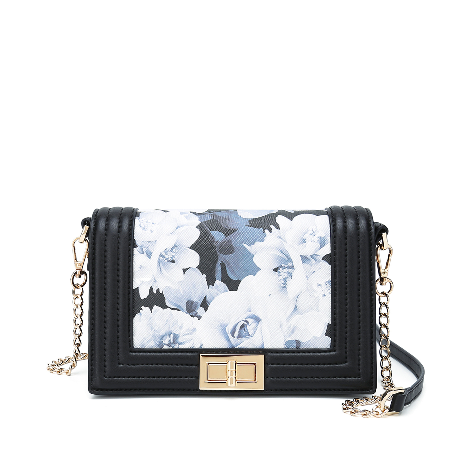 Quilted Floral Print Shoulder Bag