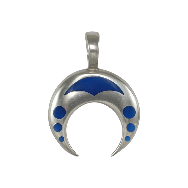 Bico吊墜，女士吊墜 彎曲月牙；光輝與智慧 不含鍊子（1901藍色）