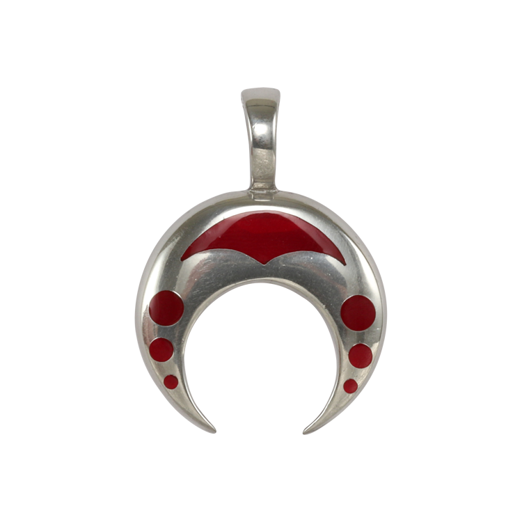 Bico吊墜，女士吊墜 彎曲月牙；光輝與智慧 不含鍊子（1901紅色）
