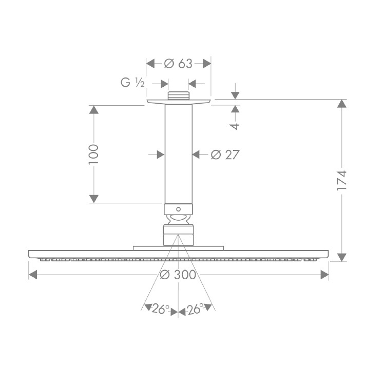 hansgrohe Raindance 27494, -000 Overhead shower 300 Air 1jet with ceiling connector