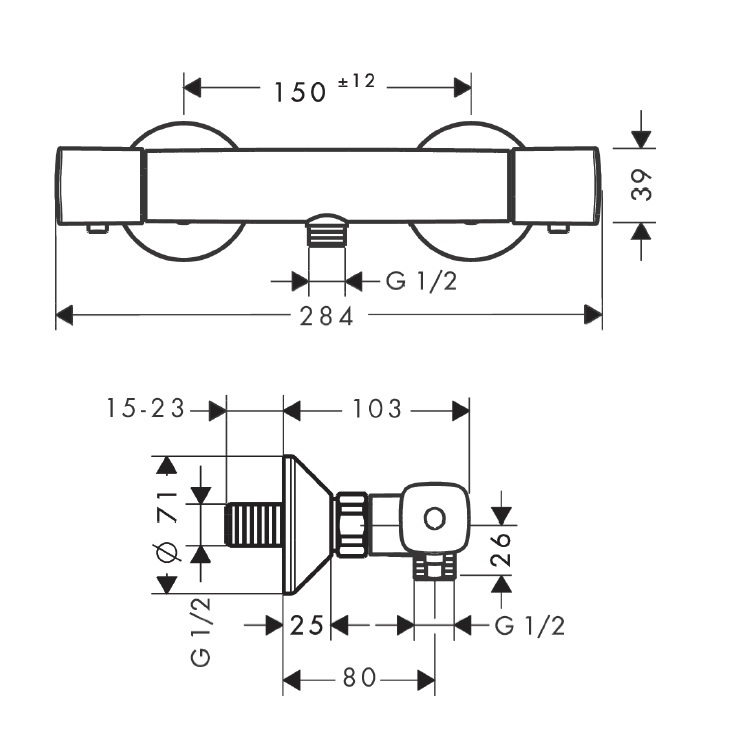 hansgrohe Ecostat 13122, -000 Shower thermostat for exposed installation