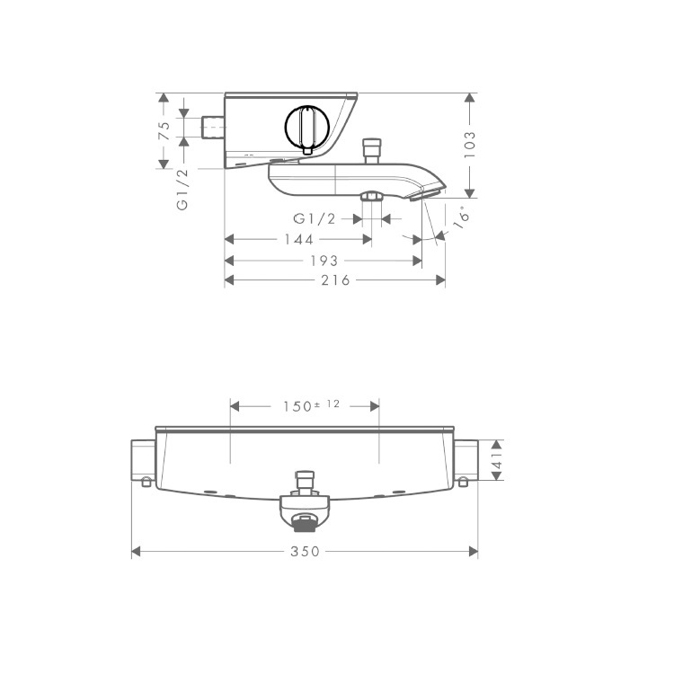 hansgrohe Ecostat Select 13141, -000 Bath thermostat for exposed installation - GA Approval
