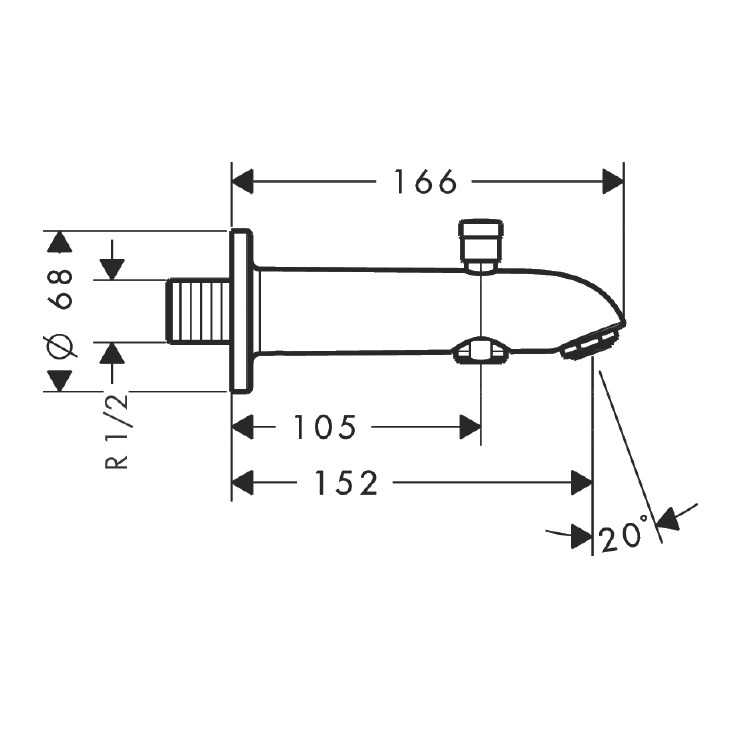 hansgrohe Focus 13423, -000 Bath spout with diverter valve